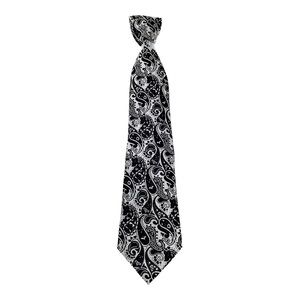 JEAN LOUIS France 100% Italian Silk Black & Gray Paisley Tie NWOT